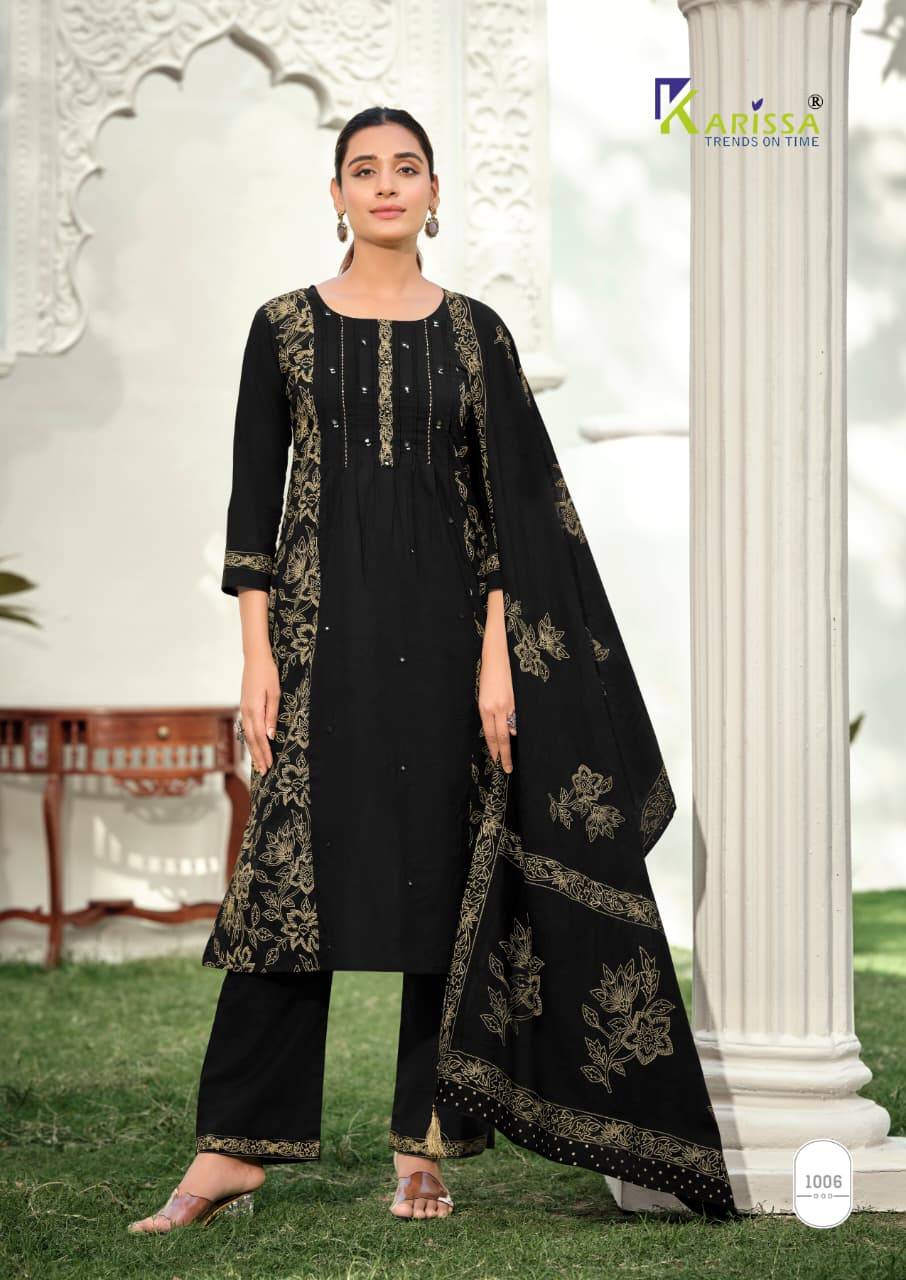  MANNAT By KARISSA 1001 To 1006 Series Beautiful Festive Suits Colourful Stylish pure heavy Bombay cotton dresses At Wholesale Price